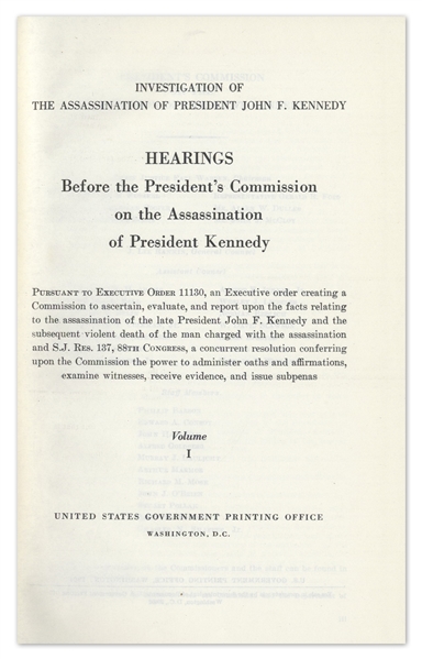 First Edition, 26 Volume Set of the Warren Commission's Report on the Assassination of John F. Kennedy